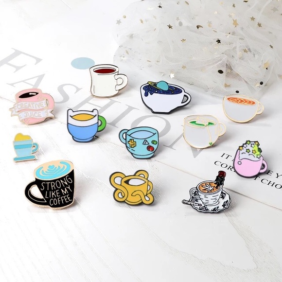 Funny Coffee Mug Cup “Creative Juice” Metal Enamel Pin Brooch - Picture 7 of 8